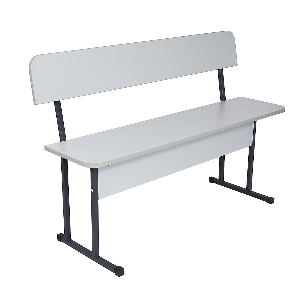 Лава 2-х місна зі спинкою для шкільної їдальні, на металевому каркасі (квадратна труба), ЛЕЛЕКА, 1200х405х800 мм.